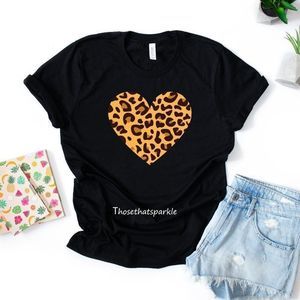 Cheetah print Heart, graphic t-shirt, Short sleeve